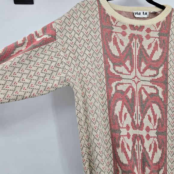 Via L.A. Vintage Women's Cottage Floral Dolman Sleeve Sweater Cream Pink Size M - Picture 4 of 9